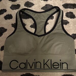 Calvin Klein Khaki Sports Bra with Black Trim